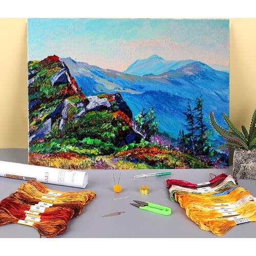 Landscape Summer Printed 11CT Cross Stitch DIY Embroidery Full Kit DMC Threads Hobby Knitting Needlework Sewing Promotions