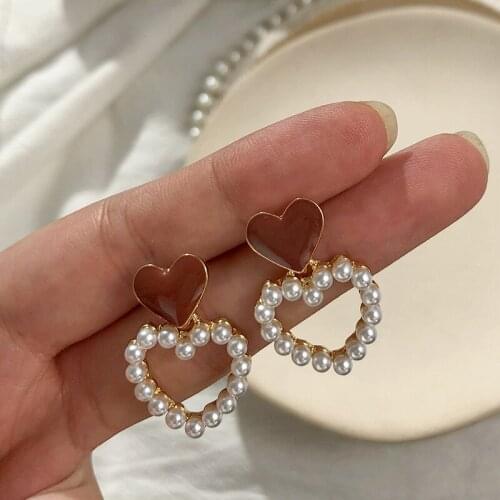 Trend Simulation Pearl Earrings Female Moon Star Flower Rhinestone Wedding Pendant Earrings Fashion Korean Jewelry Earrings