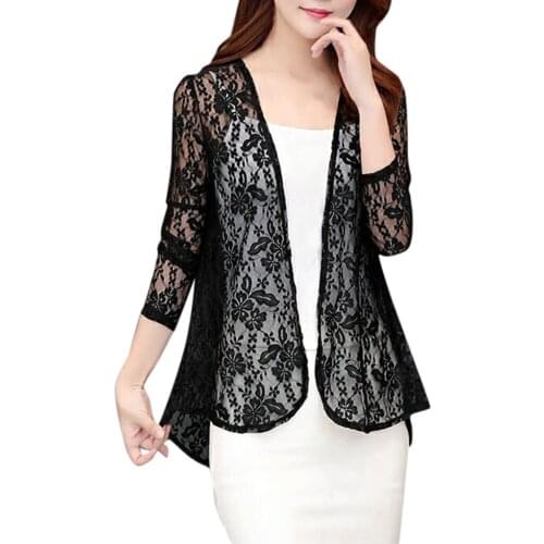 Women Lace Coat Cardigan Summer Hollow Out Sun Clothes Coats Elegant Cardigans Jacket Sunproof Long Sleeve Outwear кардиган