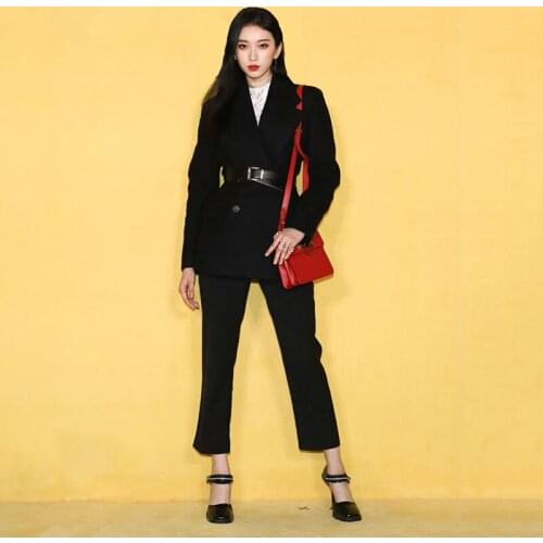 Women Blazer And Pants Sets Two Pieces OF Double Breasted Jacket Formal Suits Pencil Pants Spring Autumn Women Pants Suits