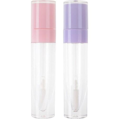 1PCs 6.4ml Empty Lip Gloss Bottle Round Tube DIY Lipstick Container Refillable Vials Pink Cap Refillable Tube Purple Sample Disp