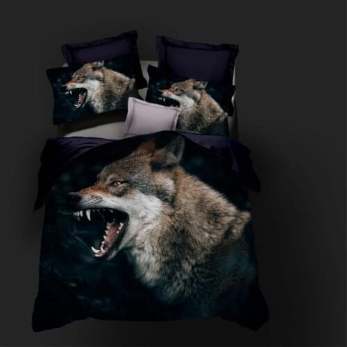 3D Duvet Cover Sets Bedding Sets Comforter Cases Pillow Covers 180*210 200*200 200*230cm Wolf Design Black Home Textile in Stock