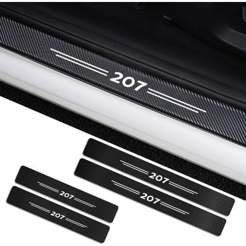 4pcs Carbon Fiber Car Sticker for Peugeot 207 206 307 308 Car Accessories Anti-Kicked Scratch Auto Door Threshold Stickers