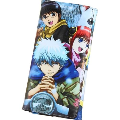 GINTAMA Anime Long Leather Wallet Sakata Gintoki Mens Card Holder Purse for Gift Money Bag