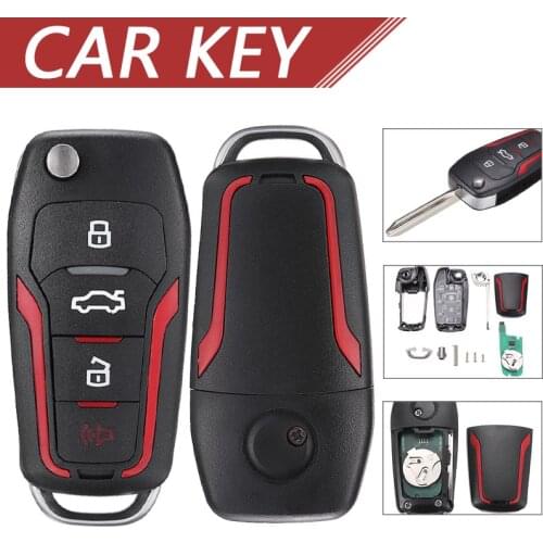 For Ford 1pc 4 Button Car Flip Remote Key Fob 315MHz 4B CWTWB1U331 63 Chip Fit For Mustang Edge Focus Taurus Fusion Parts