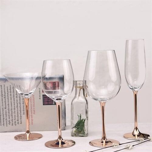 Crystal Goblets Wine Glass Electroplated Rose Gold Lead-free Goblet Juice Cocktail Drink Champagne Goblet Party Barware