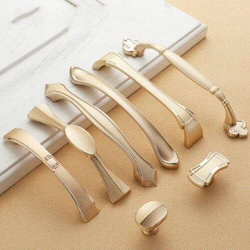 JD American Style Gold Zinc Alloy Cabinet knobs and handles Wardrobe Drawer Metal Handle Door Knob Furniture kitchen Handles