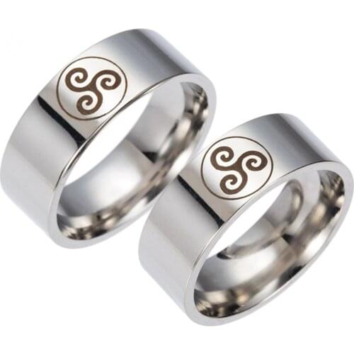 Stainless Steel Teen Wolf Ring 8mm Triskele Triskelion Allison Argent Movie Men and Women Jewelry