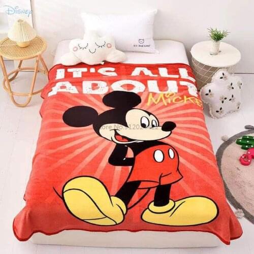 Red Cartoon Mickey Mouse Print Flannel Throw Blanket Boys Girls Baby Kids Thin Quilt Sofa Bed Keep Warm Blanket Covers 150x200cm