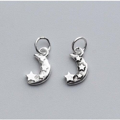 Moon And Star Fashion Women Jewelry Charms 925 Sterling Silver High Quality Decoration Pendants DIY Jewelry Making Accessories