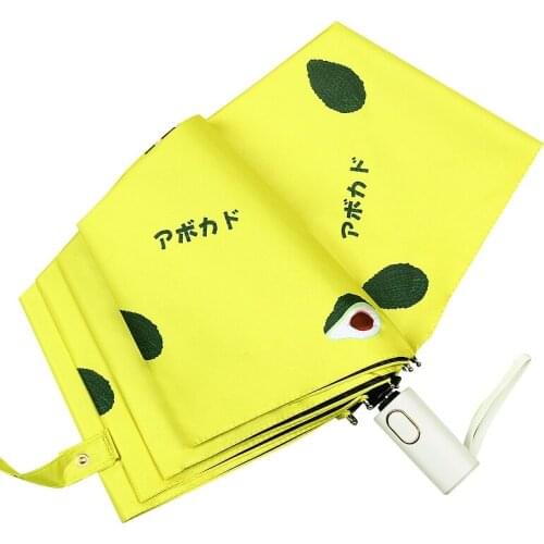 MLGB Cartoon Fruit Avocado Umbrella Automatic Folding Automatic Umbrellas UV Lovely Rain 3 Fold Umbrella
