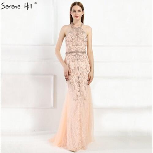 Fashion Luxury Sexy Tulle New Evening Dress Lace Pearls Diamond Mermaid Formal Evening Gowns 2020 Real Photo LA6089