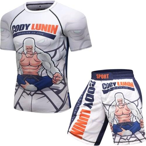 Men Skull Compression set Clothing MMA Gym T-shirt Men sports Tights Tshirt work out leggings Bodybulding Punisher Running Set