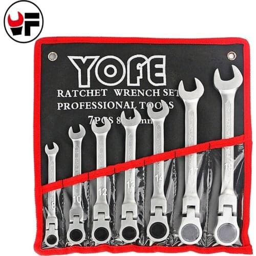7PCS Flexible Combination Ratchet Wrenchs Set Hand Tools Auto Tools Set For Repair Bike GarageTorque Wrench herramientas D6121