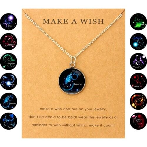 Aries Taurus Gemini Cancer Leo Virgo Libra Scorpio Sagittarius Capricorn Aquarius Pisces Constellations Zodiac Women Necklaces