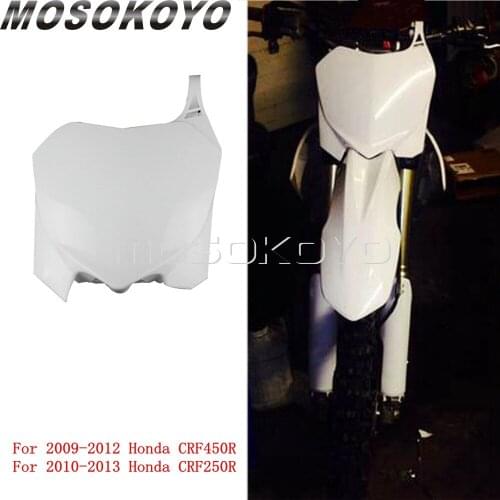 PP Plastic Motocross Dirt Bike White Front Number Plate For Honda CRF450R 2009-2012 CRF250R 2010-2013
