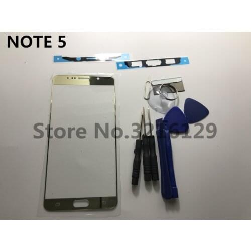 Gold/white/blue Front Outer Glass Lens replacement for Samsung Galaxy note 5 N920 N920F LCD touch screen+ Adhesive