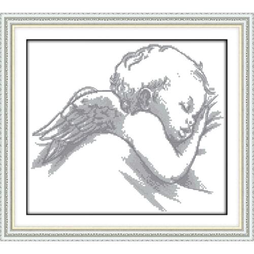 A sleeping little angel cross stitch kit aida 14ct 11ct count printed canvas stitches embroidery DIY handmade needlework