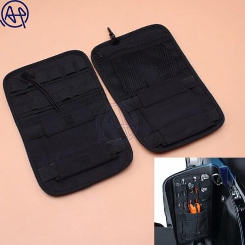 Univearsal Black Motorcycle Oxford Fabric Saddlebag Organizer Hard Bags Storage 1Pair for Harley Touring Bagger 08-18