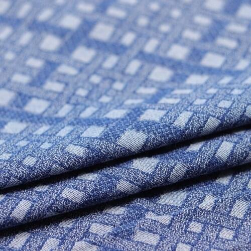 Gridded jacquard jeans high-grade washed soft handmade DIY fabric