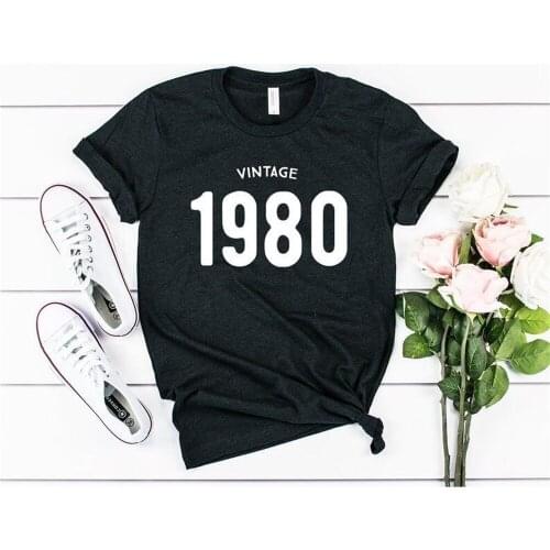 Vintage 1980 Birthday Party 41th Shirt Funny Graphic Women Tshirt Short Sleeve Tees O Neck Female Gift J21T
