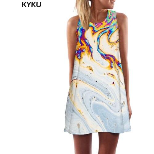 KYKU Dizziness Dress Women Tie Dye 3d Print Colorful Boho Harajuku Sundress Womens Clothing Summer New Wrap High Quality