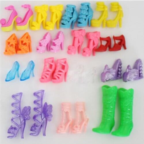 10 pairs Mixed Fashion Colorful High Heels Sandals Accessories For Doll Shoes Clothes Dress Prop Girl Baby Best Gift Toys
