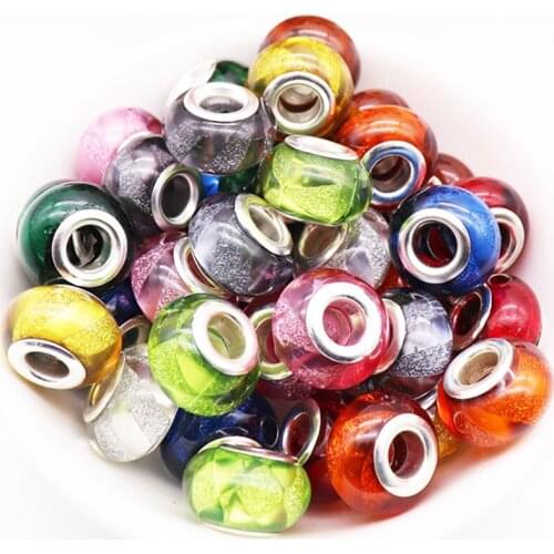 10Pcs New Colorful Glitter Beads Bulk Fit Pandora Bracelet DIY Chain Pendants Charms for Jewelry Making Craft for Women Girl Men