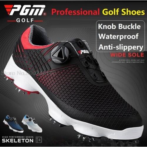 2021 Pgm Golf Shoes Men Waterproof Rotating Shoelaces Sneakers Professional Non-Slip Sports Spiked Shoes Casual Golf Trainers