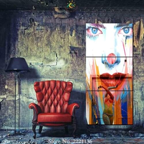 3 or 5 Pieces Nude Girl Graffiti Modern Wall Art Canvas Printed Painting HD Prints Modular Poster Wall Pictures for Home Decor