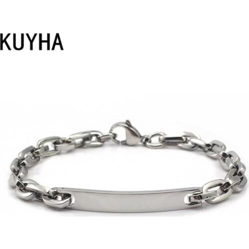 316L Steel Lady Bracelet Engravable Laser Logo/Name Jewelry Women Chain Link Bracelet Children Present Wristbands