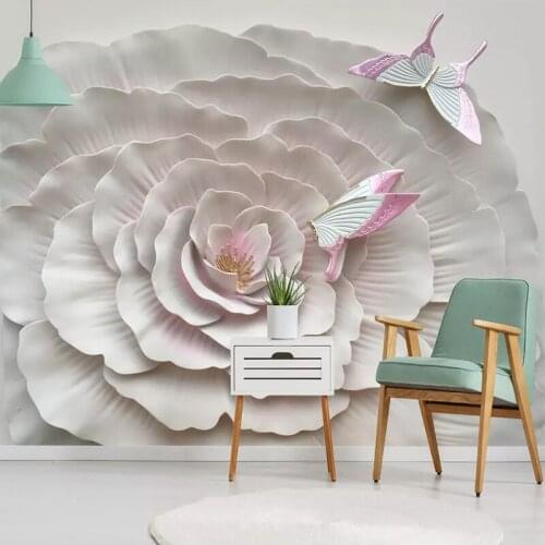 Custom 3D Wallpaper Modern Simple Embossed Flowers Photo Wall Murals Living Room Bedroom Background Wall Painting Self Adhesive