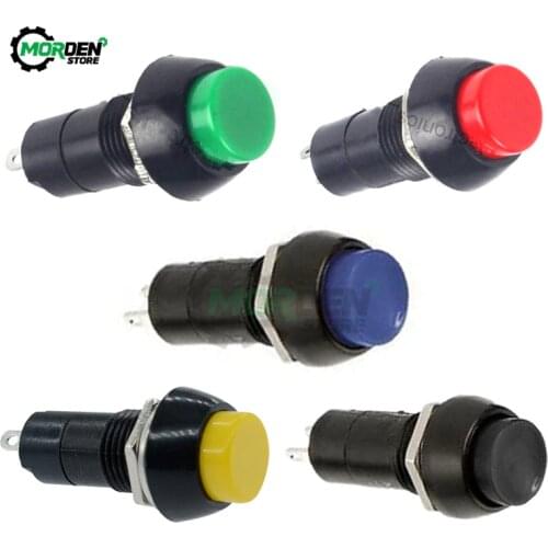 5Pcs 2Pin 12mm PBS-11B Round Push Button AC 220V 3A Touch Micro Switch Momentary Without Self-locking On/Off Lock