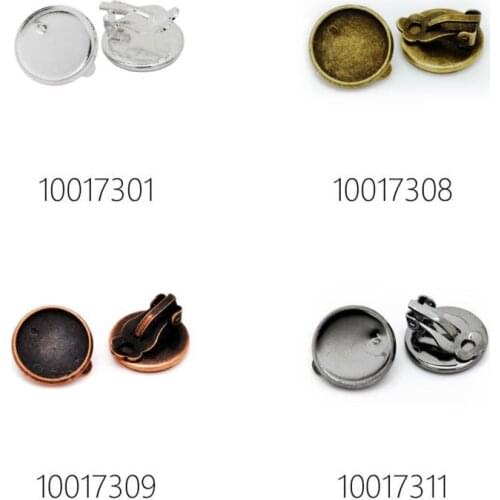 50pcs 14mm earring clip base,shallow bezel,earring blank,brass made-100173
