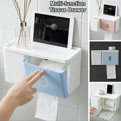 Non-stick wall tape phone rack Waterproof paper towel box Toilet Roll Holder Paper Towel Wall Roll Paper Box
