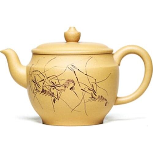 Yixing Purple Clay Teapot Hand-carved Original Ore Section Mud Jade Bowl Teapot Tea Set Household Teapot Chinese Tea Set