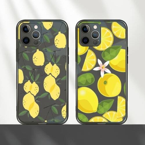 Lemon Phone Case For iPhone 12 11 8 7 mini pro X XS XR MAX Plus Black Transparent Cover