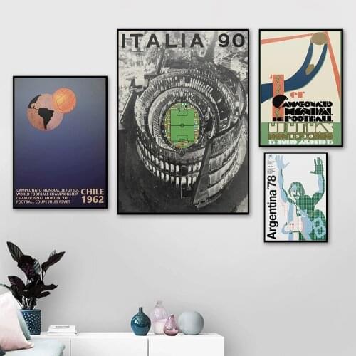 World Cup 1930 Uruguay FIFA Chile 1962 ITALY 1990 Italia 90 Argentina 1978 Canvas Poster Football Wall Art Print Painting Decor