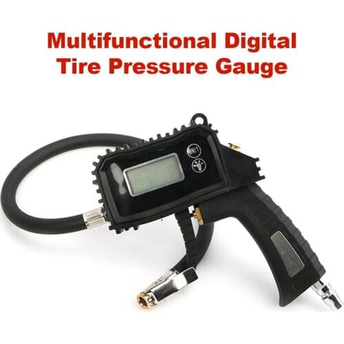 Digital Tire Pressure Gauge Portable Tire Inflator Air Pressure Gauge with LED light Pressure Pistol for Truck Auto Bike