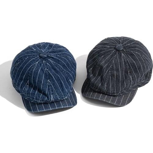 Clape 2021 Casual Spring Summer Berets Hat Male Denim Newsboy Caps Visors Cotton Cabbie Herringbone Cap Duckbill Ivy Flat Cap