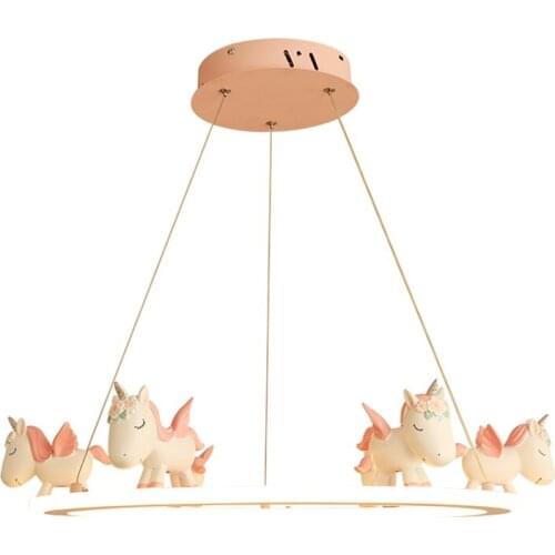 Childrens room cartoon circle ring pendant lights bedroom boy girl horse resin decorative lighting living room pendant lamps