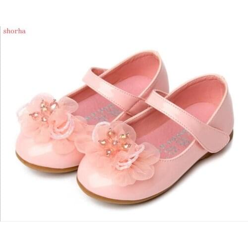 Children Princess Sandals Kids Girls Wedding Shoes flats Dress Shoes Flower Gold Shoes For Girls White Pink