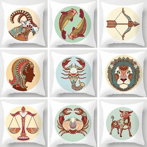 Twelve Constellation Pattern Cushion Cover Scorpio Constellation Series Pillow Cover Sofa Decoration Pillow Cover Funda Cojin