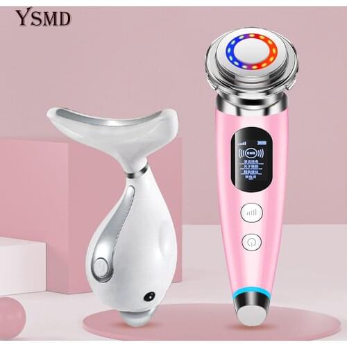YSMD LED Photon Therapy Anti-Wrinkle Lifting Beauty Face Skin Massage Facial Neck Massager Heating Wrinkle Remove Double Chin
