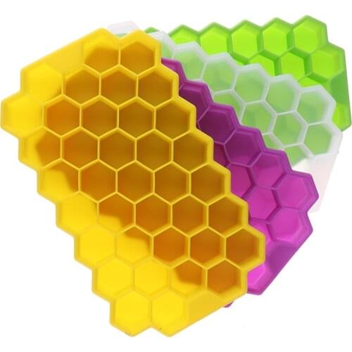 1PCS Ice Making Mold Silicone Honeycomb Shaped Ice Cube Tray With Cover With 37 Compartments
