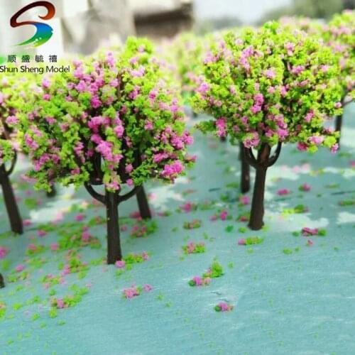 FST08 Yellow Green & Purple Color Plastic Tree Architectural Model Making Tree 100pcs Mini Scale Model Tree