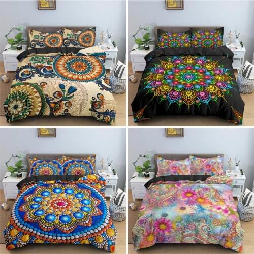 Mandala 3D Printed Duvet Cover Set Bohemian Bedding Set King Queen Size Microfiber Comforter Cover With Pillowcase Home Textile
