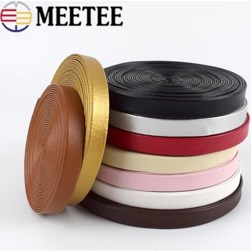 Meetee 5M 5-30mm PU Hemming Ribbon Leather Cords Soft Jewelry Decoration Leather Rope DIY Bracelet Bags Clothes Edge Accessories