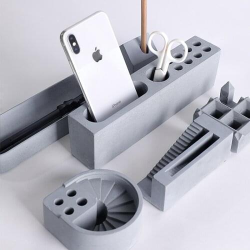 Multi-function Pen Container Holder Concrete Molds Penholder Plaster Silicone Mold For Desk Decor Cement Clay Mould