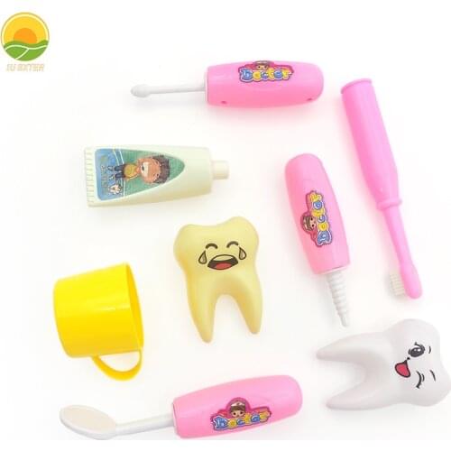 8PCS Kids Doctor Toys Set Children Plastic Tooth Medical Supplies Role play Development Games for 3 Yeas Old Girls